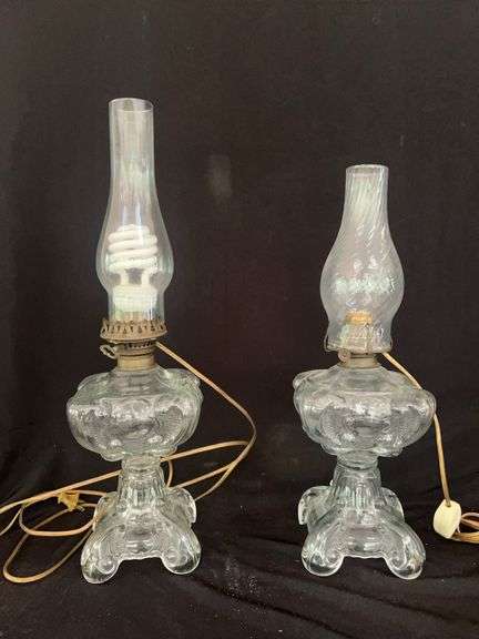 Pair of Clear Glass Electric Lamps image