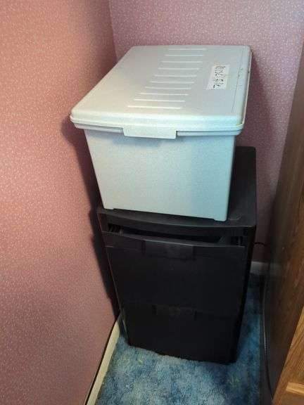 Two Drawer File Cabinet with Documents image