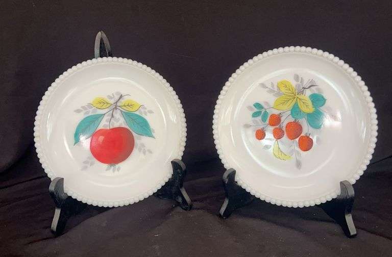 Pair of Milk Glass Plates image