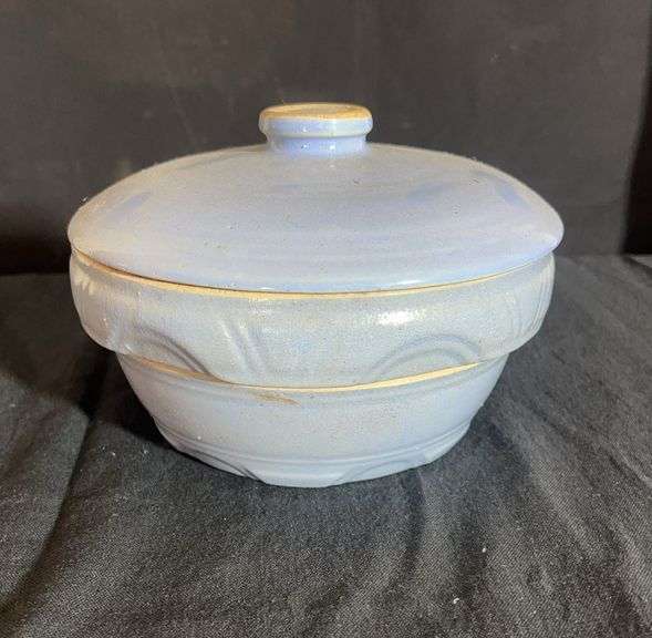Blue Stoneware Covered Dish image