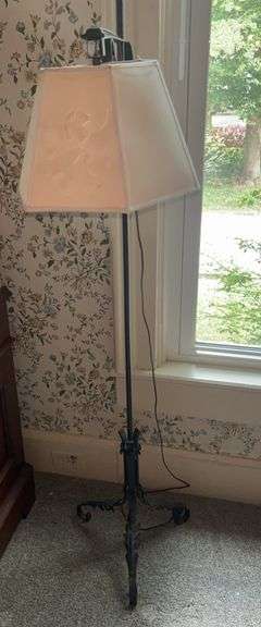 Wrought Iron Floor Lamp with Decorative Shade image