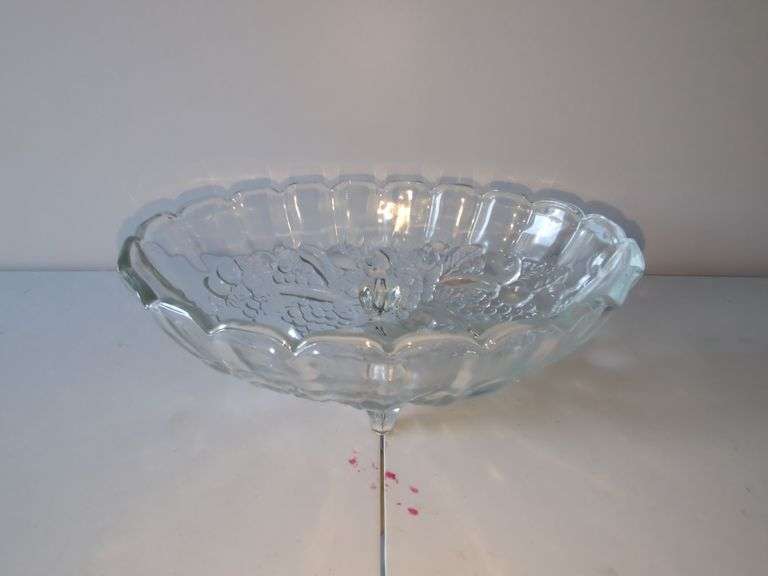 Clear Glass Footed Bowl with Fruit Design image