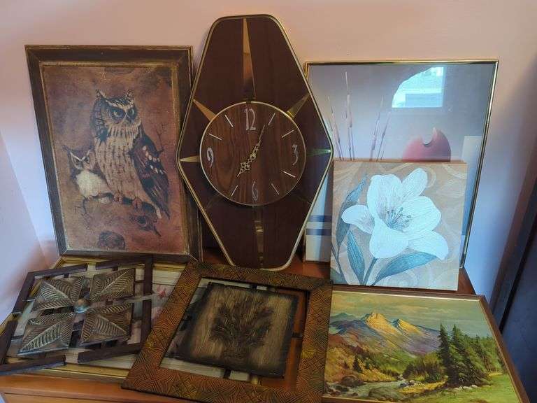 Assorted Wall Decor, Clocks, and Art image