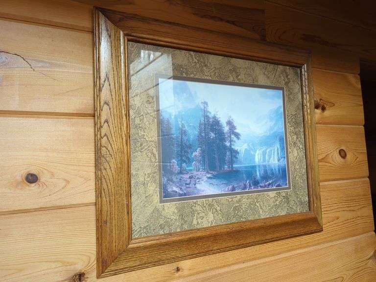 Framed Deer Landscape Print image