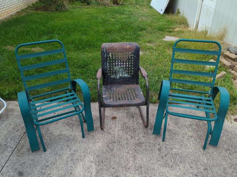 Vintage Metal Outdoor Chairs (Set of Three) image