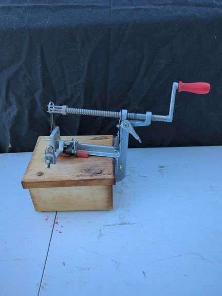 Apple Peeler Corer Slicer on Wooden Box Base image