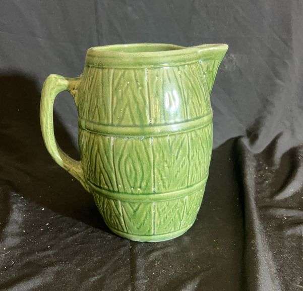 Green Barrel Ceramic Pitcher image
