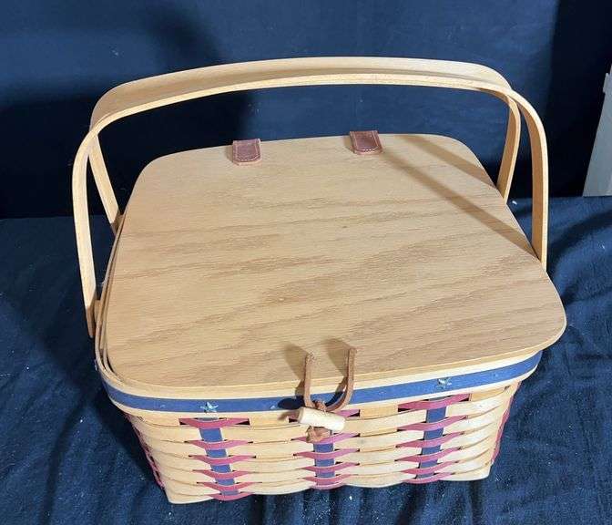 Longaberger Old Glory Basket with Lid and Tie-On image
