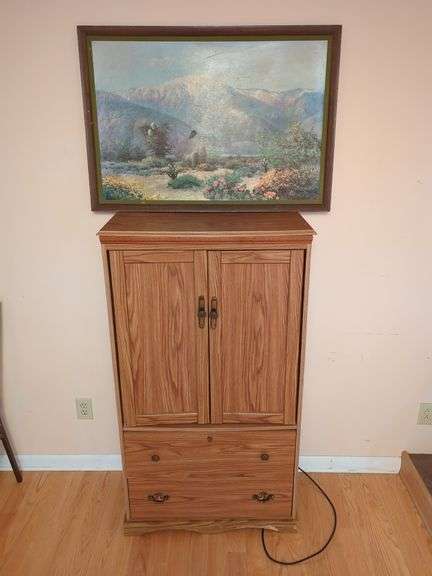 Wood Armoire with Painting image