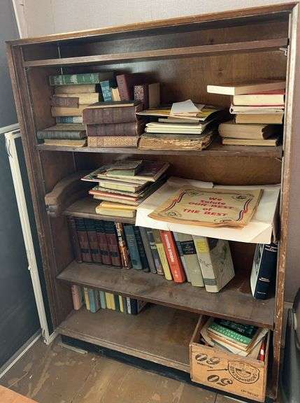 Wooden Bookcase & Assorted Books image