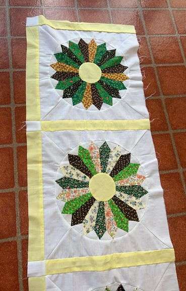 Handmade Quilted Runner with Floral Medallions image