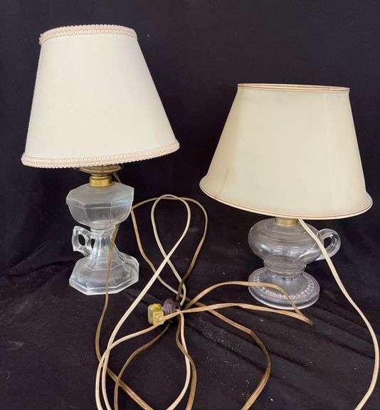 Pair of Clear Glass Electric Lamps image