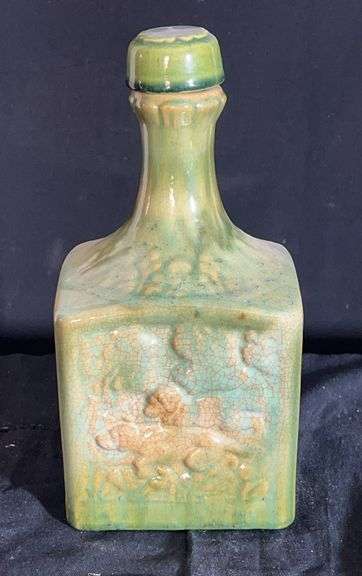 Green Glazed Ceramic Decanter with Music Box image