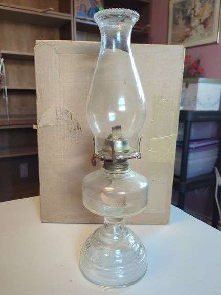 Clear Glass Oil Lamp with Etched Base image