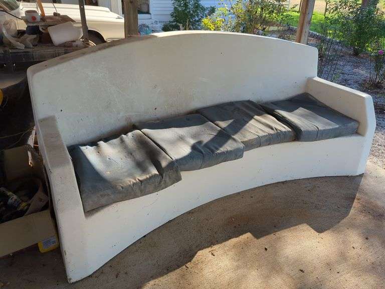 Outdoor Curved Bench with Cushions