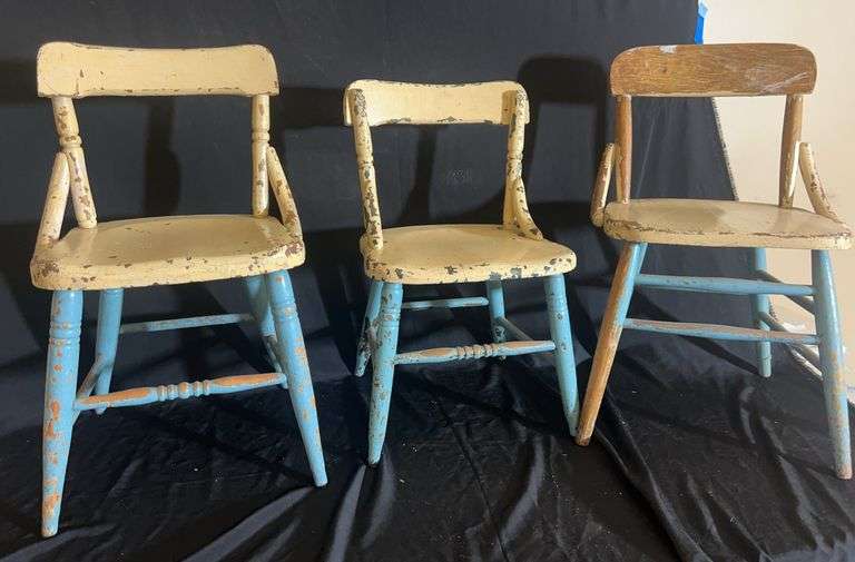 3 Painted Wooden Chairs image