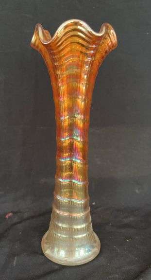 Orange Iridescent Glass Vase image