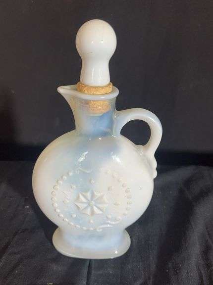 Fenton Style White Opalescent Glass Pitcher image