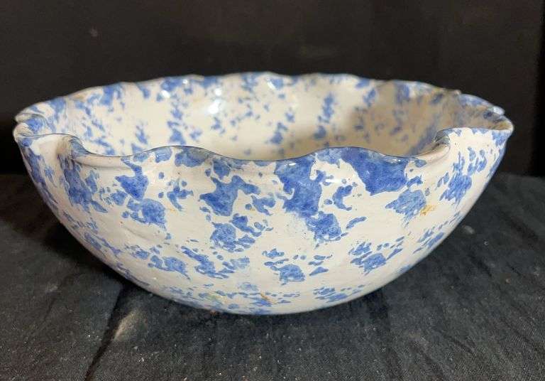 Speckled Blue and White Ceramic Bowl image