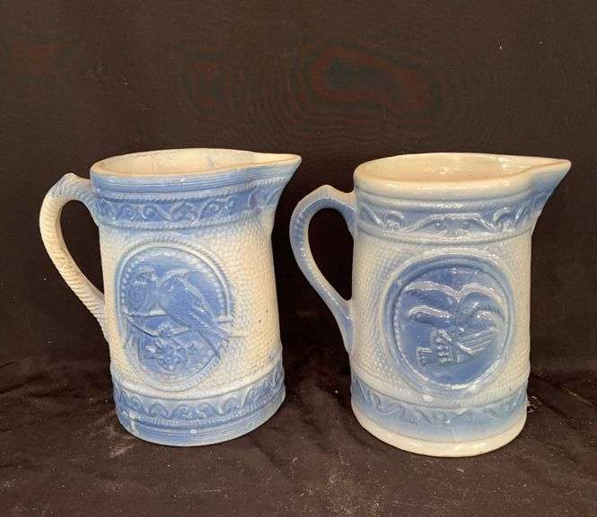 2 Stoneware Pitchers with Bird and Eagle Motifs image