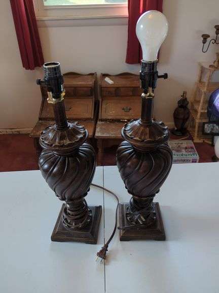 Pair of Brown Decorative Table Lamps image