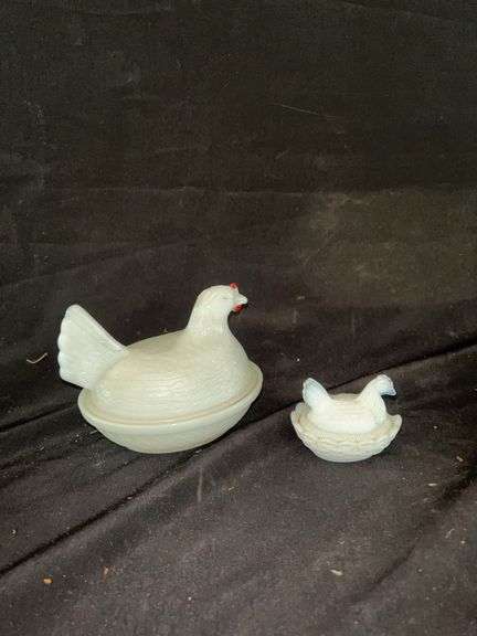 Hen on Nest Covered Dish Pair image