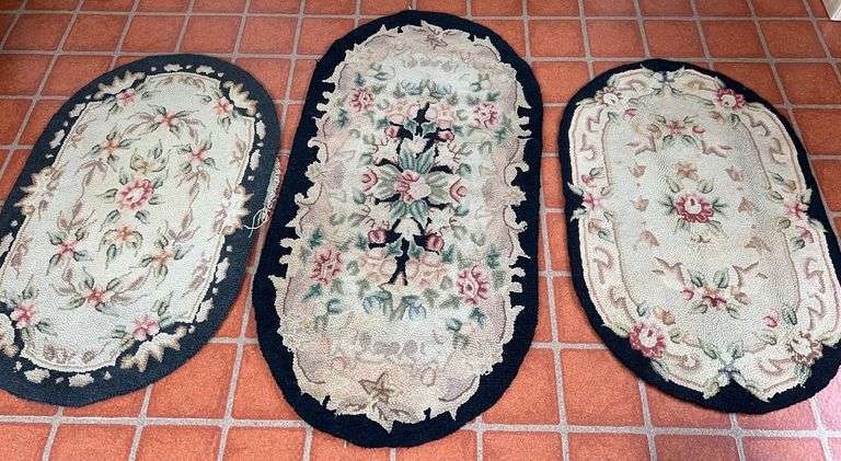 3 Floral Hooked Rugs image