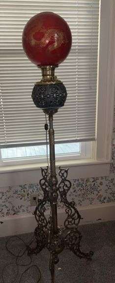 Ornate Dragon Glass Globe Floor Lamp image