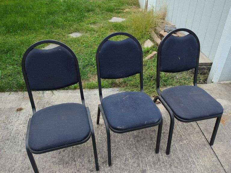 Three Blue Upholstered Chairs image