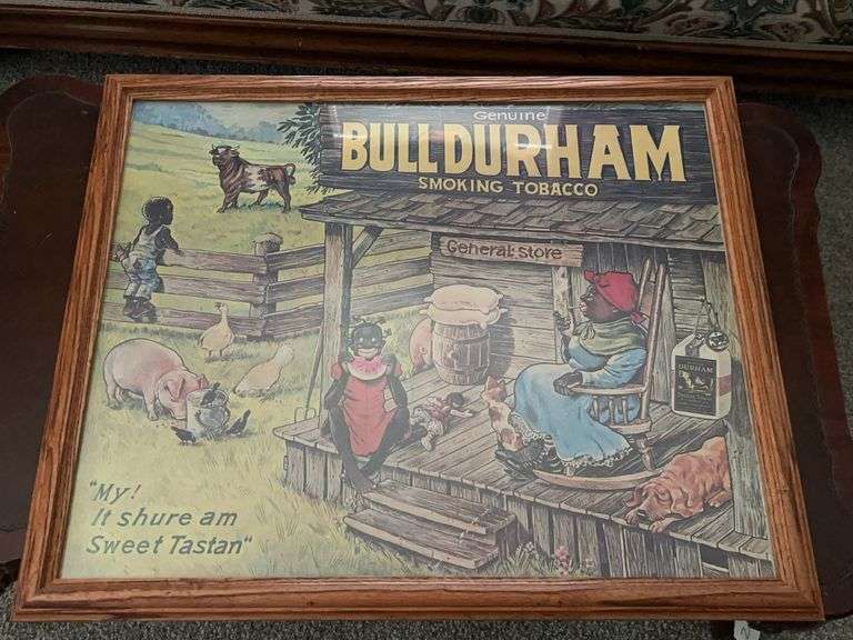 Framed Bull Durham Tobacco Advertising Print image