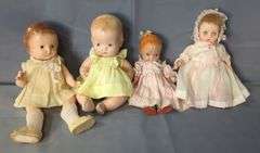 Vintage Composition Doll Assortment Including Effanbee 12" Patsy Jr Doll And More, Qty 4 , Range In Size From 8" To 10"