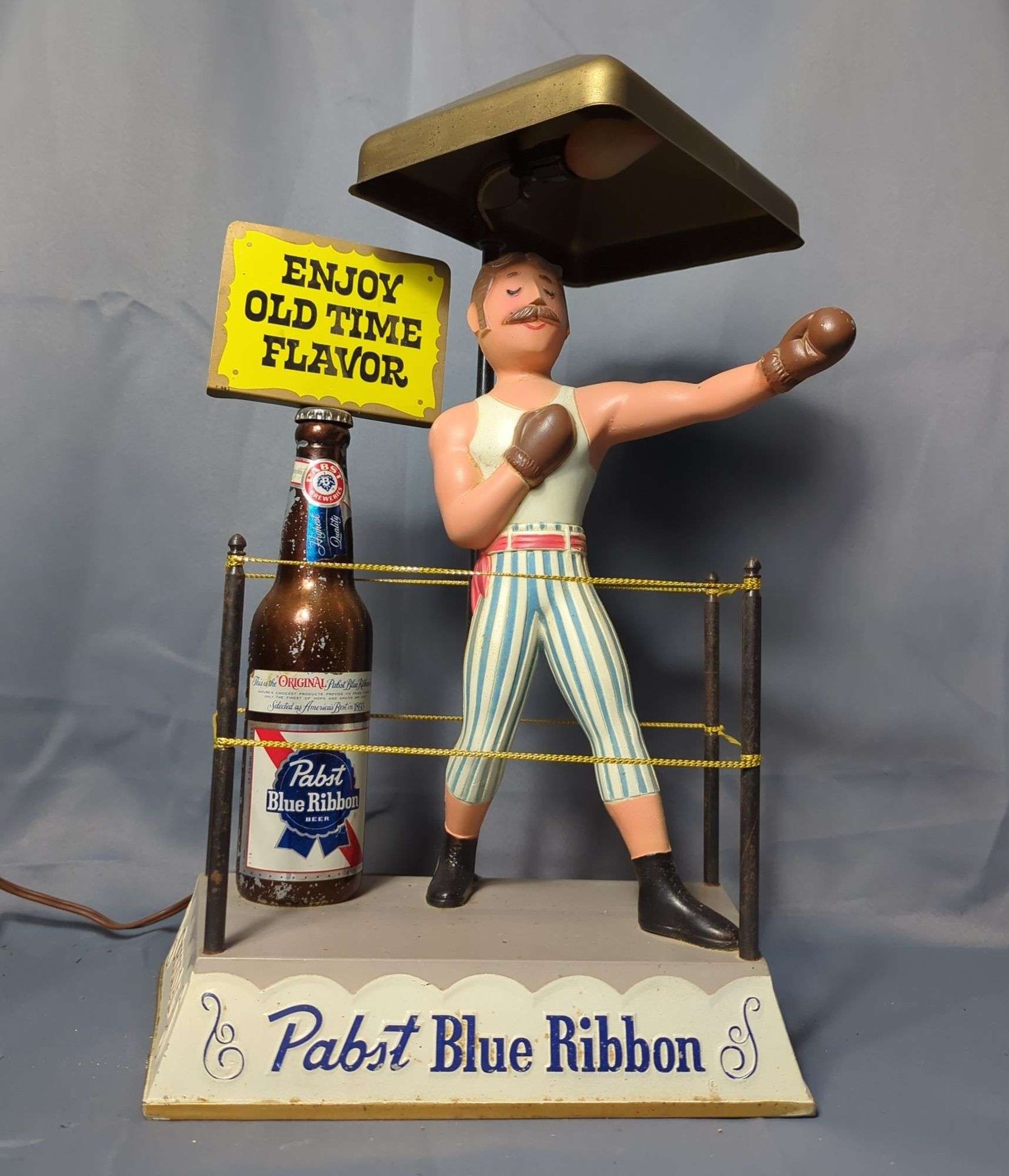 Original 1950s Pabst Blue Ribbon Boxing Ring Lamp Bar Display