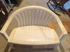 Outdoor Polyvinyl Bench, 32" x 43" x 29", And Handcrafted Decorative Goose