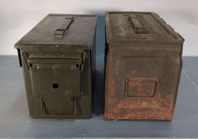 Metal Ammo Can, 7" H x 6" W x 11" D, And Metal Aircraft Sideways Ammo Can, 7" H x 6" W x 12" D image