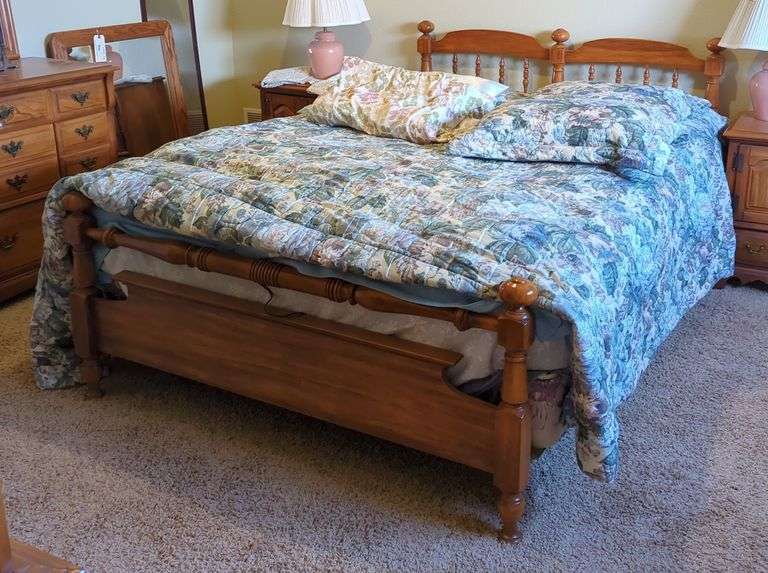 Queen Bed Frame With 38" Headboard, And 26" Footboard, Box Spring