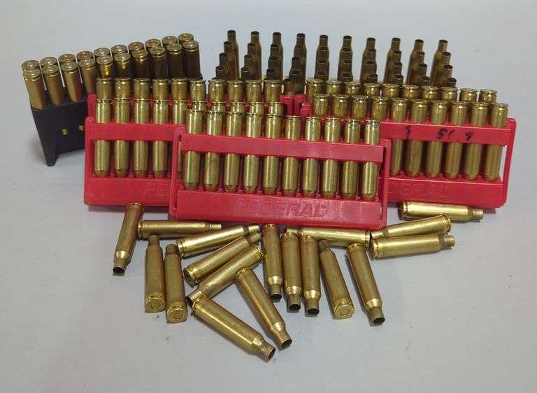 6.5x55 Primed Empty Brass, Approx Qty 138, Some In Midway Reloading Tray, Local Pickup Only image