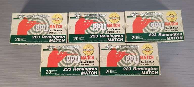 PPU Prvi Partizan .223 Rem Match Ammo, Approx 100 Rds, Local Pickup Only image