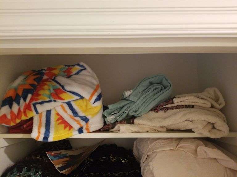 Linen Including Comforters, Throws, Throw Pillows, Sheets, And More, Contents Of 5 Shelves, Vacuum Accessories Not Included