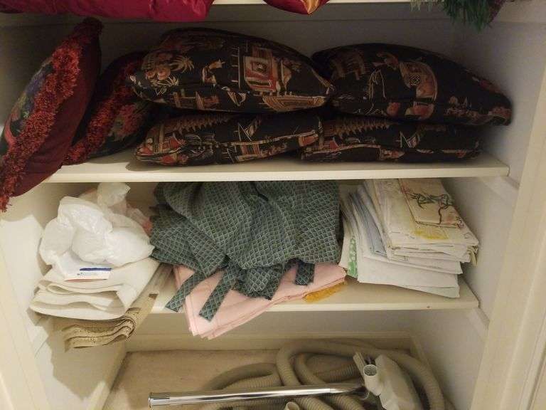Linen Including Comforters, Throws, Throw Pillows, Sheets, And More, Contents Of 5 Shelves, Vacuum Accessories Not Included