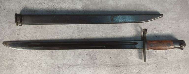 World War II Japanese Type 30 Bayonet With Scabbard, Has Proof Mark For Hotin Zohei-sho, 15.75" Blade image