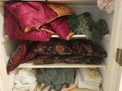 Linen Including Comforters, Throws, Throw Pillows, Sheets, And More, Contents Of 5 Shelves, Vacuum Accessories Not Included