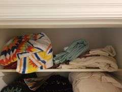 Linen Including Comforters, Throws, Throw Pillows, Sheets, And More, Contents Of 5 Shelves, Vacuum Accessories Not Included