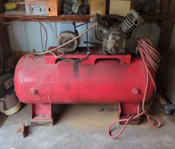 Air Compressor, 60 Gallon, With Ingersoll Rand Type 30 Air Compressor Pump, Model 253 D5, And Baldor Motor, Compressor Is Bolted To Floor And Hardwired To Electric, Bidder Responsible For Proper Disconnection And Removal