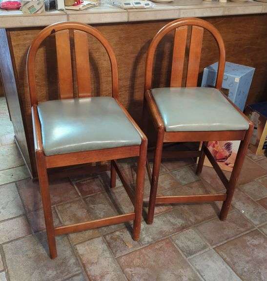 Bar Stools With Curved Back, 37" x 17" x 17", Qty 2