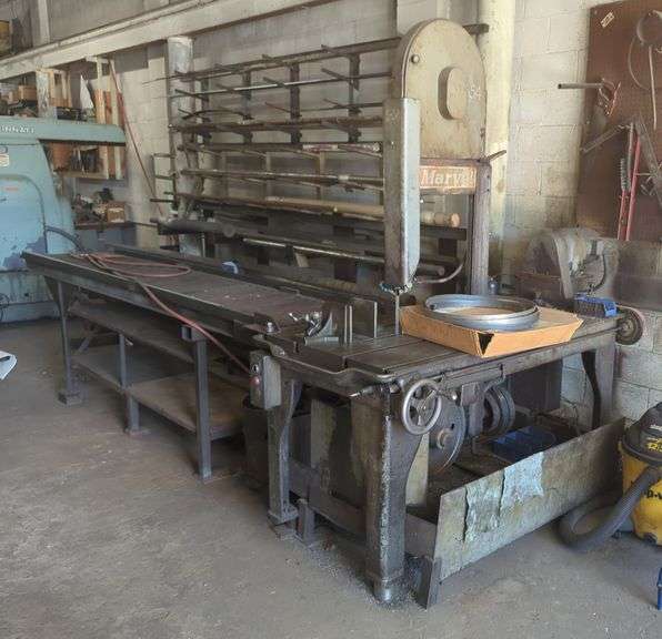 Armstong-Blum Manufacturing Company Marvel Metal Band Saw #8, Approx Size, 90" x 80" x 36", Includes Conveyor Table, 24" W x 124" L, Bidder Responsible For Proper Electrical Disconnection, Capping, And Removal, See Details For Video