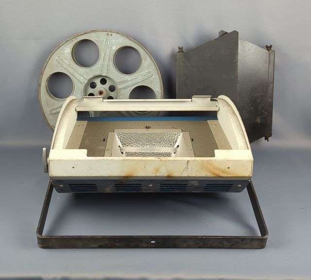 Berkley Colortran Far Cyc Model No 108-300 Series 120 Volt Stage Lamp, Untested, Needs Repair, Approx 19" x 17", Empty Film Roll, 14.5" Diameter, And Barndoor Accessory For Lighting image