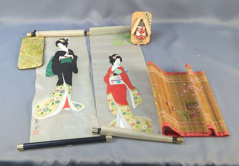 Oriental Glasses Case, Portrait Scrolls, Flower Pot Cover, And More image