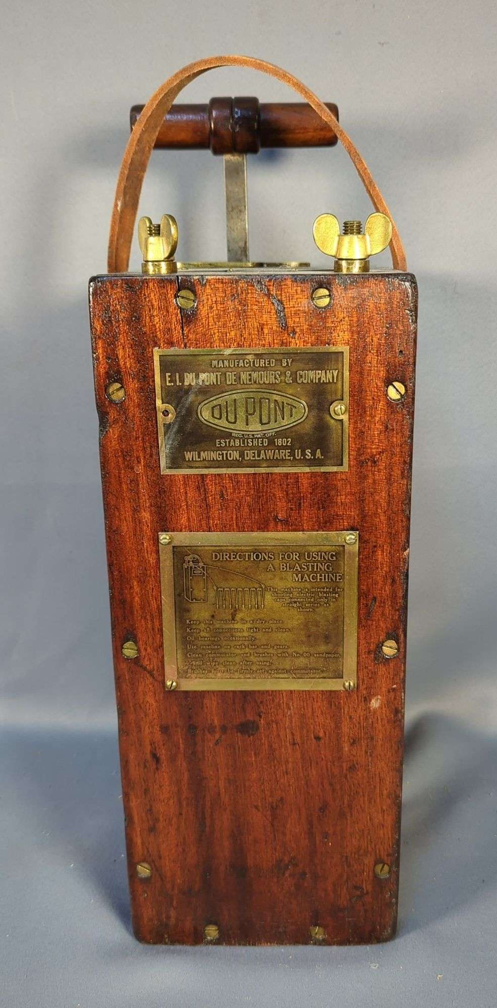 Antique Dupont Blasting Machine, #3-GM, Stamped 45550, With Brass