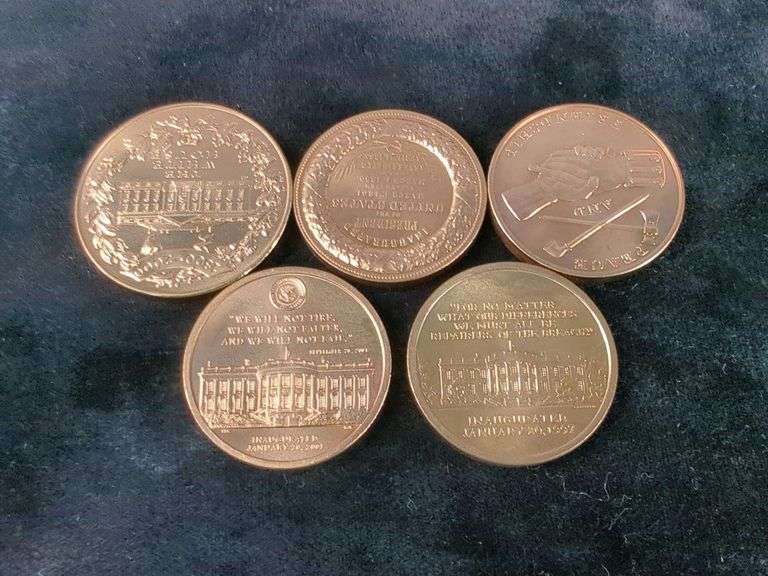 US Mint Medal Coins Featuring George W Bush, Bill Clinton, George Washington, Lincoln And The Adams, In Velvet Cases