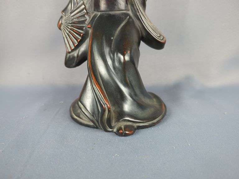 Fitz & Floyd Japanese Hand Painted "Ceramic Vernissage" Geisha, 11" And Hand Carved Chinese God Figurines, Approx 11", Qty 2